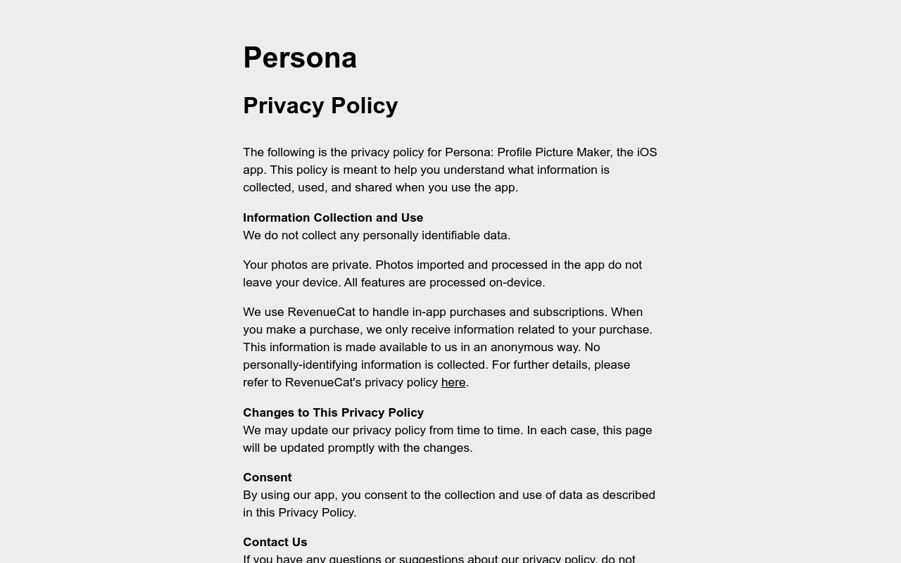 Privacy Policy Persona